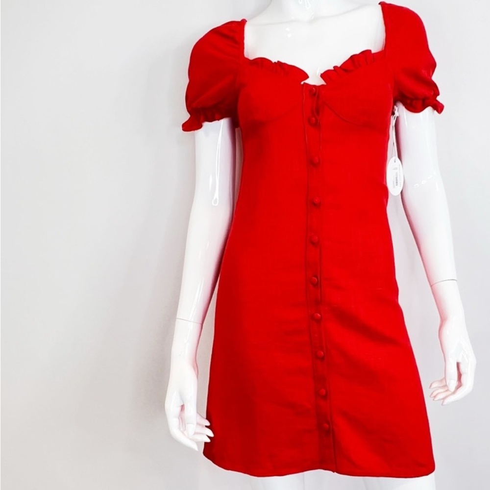Absolutely stunning lipstick red STAUD Tomato linen blend dress